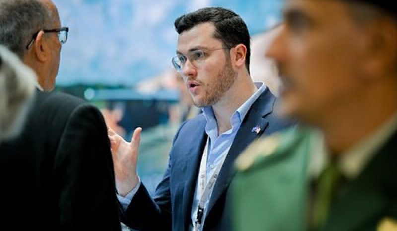 Heven CEO Bentzion Levinson demonstrates the company’s Raider platform at the recent IDEX conference in Abu Dhabi, UAE.